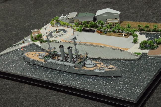 模型誌作例85】1/700港湾ジオラマ「三笠公園&記念艦三笠」 – 艦船模型 